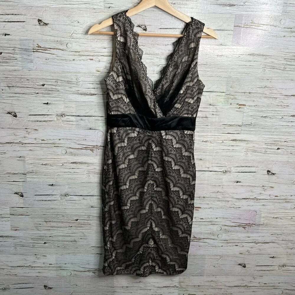 JS collections lace black brown cream size 4 dress